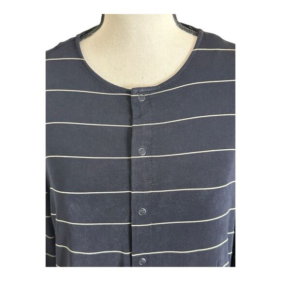 Chicos Travelers Black Snap Button Up Stripe‎ ~ Acetate Size 3 (Large) - Picture 2 of 14
